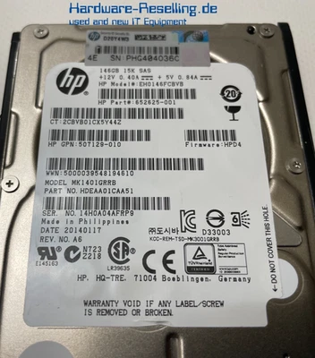 HP 146GB 2,5" SAS-2 6G 15K 512744-001 652625-001 507129-010 EH0146FCBVB - Bild 1 von 3