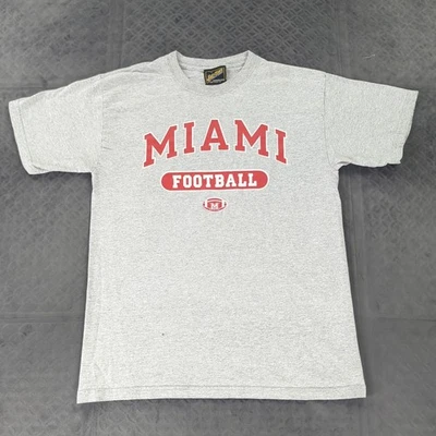 Miami University RedHawks Football Shirt Y2K JacSan Gray Short Sleeve Men Medium - Image 1 of 4