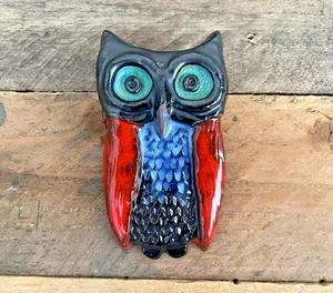 MID CENTURY MODERN 60'S CERAMIC OWL POTTERY WALL PLAQUE HANGING DECOR MAIN YANN - Picture 1 of 10