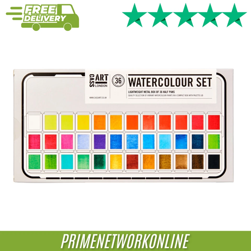 Cass Art Watercolour Half Pan Set of 36 100% ORIGINAL ⭐⭐⭐⭐⭐