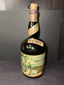 Antique Liquor Bottle Nuyens & Co Ny Crème De Cacao Great Label 1920s Olive - Picture 1 of 10