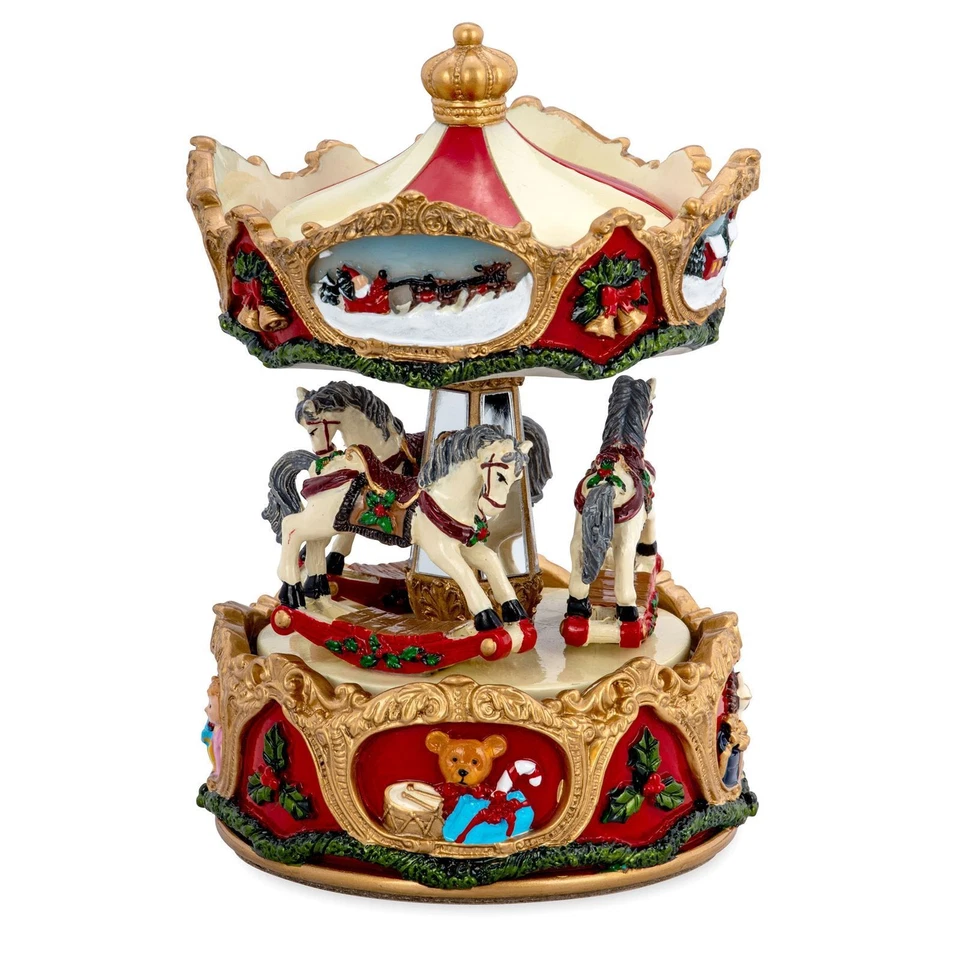 H.BAUER JUN. Bunte Spieluhr Weihnachten mit Melodie "Jingle Bells" aus Kunststein