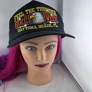 Cappello vintage 1997 Bike Week Daytona Beach Eagle "Feel The Thunder" ricamato raro - Foto 1 di 6