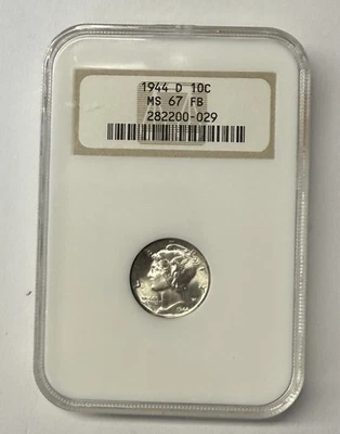 1944-D Mercury Dime  NGC MS 67 FB Full Bands FATTY HOLDER - Image 1 of 3