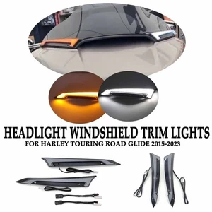 LED Black Windshield Trim Lights Cover Fits For Harley FLTRXST Road Glide ST 23 - Picture 1 of 11