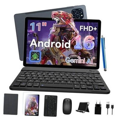 The World's First Android 16 Tablet,11 Inch Tablet with Pen and Keyboard Gray - Image 1 of 4
