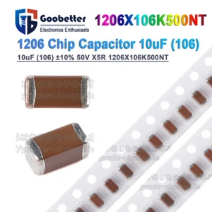 New Genuine 1206 SMD Capacitor 10uF (106) 50V ±10% X5R 1206X106K500NT - Picture 1 of 14