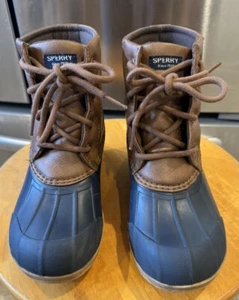 Botas Sperry Port Duck Niños Grandes Niños 2M Nieve Lluvia Caza Marrón y Azul Marino - Imagen 1 de 7