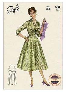 1950s All Occasion Dress Vintage Sewing Pattern Bust 34 - Picture 1 of 3