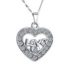 925 Sterling Silver Fashion Jewelry Charms White Topaz I Love You Heart Necklace