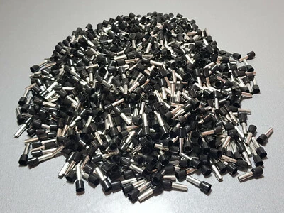 1000Pcs E6012 10AWG 6mm² BLACK Insulated Ferrule Bootlace Terminals Crimp - image 1 of 3