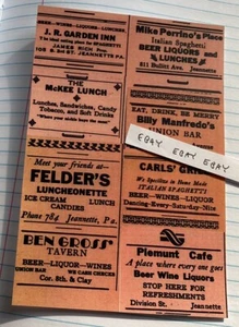 1934 JEANNETTE PA. TAVERN GRILL CAFE INN LUNCH BEER WINE LIQUOR AD NEW POSTCARD - Picture 1 of 1