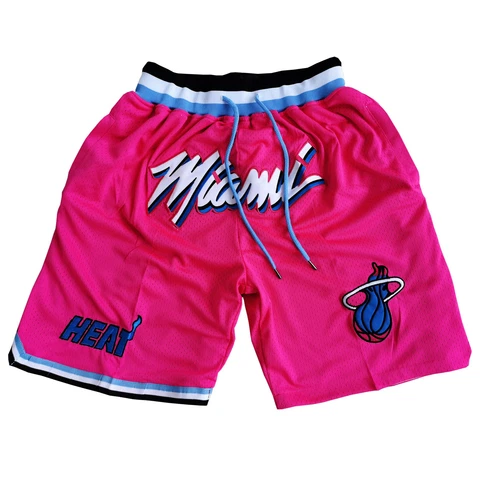 Miami Style Heat Vintage Stitched Basketball Shorts Pink Size: S-XXL Cover
