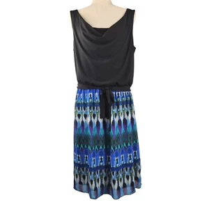 NorthStyle Dress Sz 12 Sleeveless Cowl Neck Graphic Batik Print Boho Summer - Picture 1 of 11