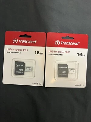 (2) Transcend 16GB 300S UHS-I microSDHC Memory Card with SD Adapter - Image 1 of 2