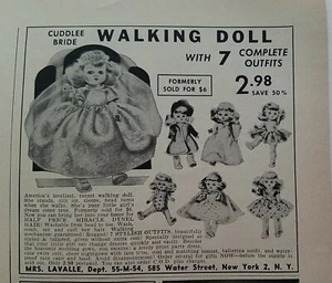 1956 Cuddlee bride walking doll vintage toy original ad - Picture 1 of 1