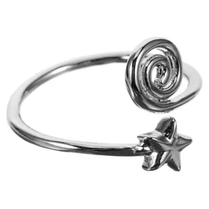 Girl Swirl Wire Star Metal Beach Party Vintage Silver Toe Ring - Picture 1 of 12