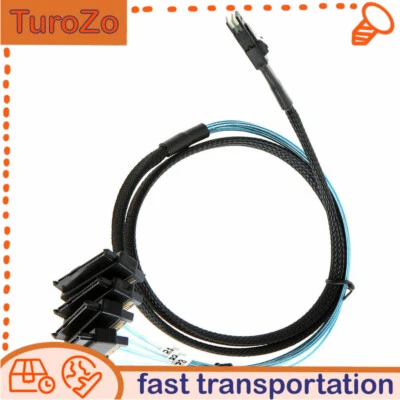 Mini SAS 36P SFF-8087 to 4 SFF-8482 Connectors With SATA Power Cable 3FT 1M - Image 1 of 4