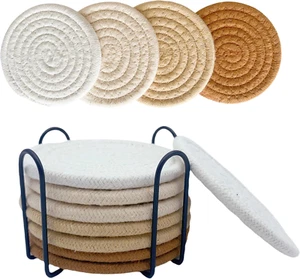8 Pcs Drink Coasters with Holder, Coasters for Coffee Table, Absorbent Coaster S - Picture 1 of 6