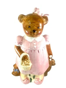 VTG Certified International Peggy JoAckley Little Girl Bear Pink Cookie Jar 1994 - Picture 1 of 15