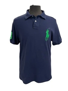 Polo Ralph Lauren Mens L Blue Green #3 Big Logo Embroidered Horse Polo Shirt - Picture 1 of 7