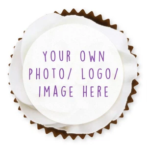24 Personalised Your Own Photo Image Logo Party Business Edible Cup Cake Toppers - Picture 1 of 1