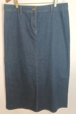 Vtg Denim Maxi Skirt Womens 12 Blue 90s Y2k Casual Corner Boho Cottage Hippie - Image 1 of 4