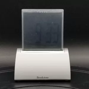 Brookstone Alarm Clock Touchscreen Diecast Temperature Date Clear LCD Battery - Picture 1 of 9