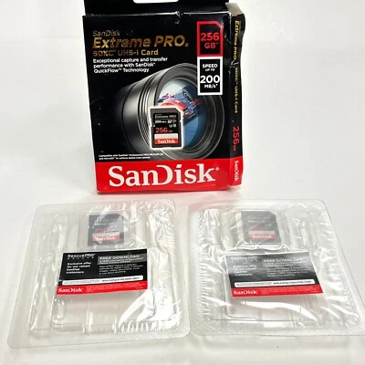 2 SanDisk 256GB Extreme PRO SDHC And SDXC UHS-I Card - SDSDXXD-256G-GN4IN - Image 1 of 4