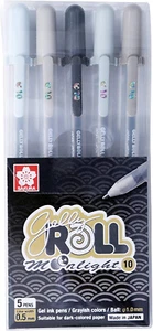 Moonlight Gelly Roll Set of 5 Grey Pens - Picture 1 of 4