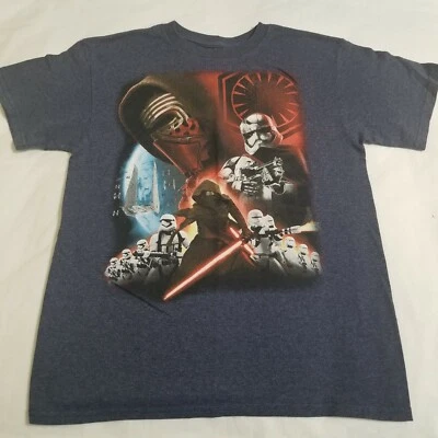 Boys T-shirt Star Wars Size Large 10-12 Blue Stormtrooper Kylo Ren Light Saber - Image 1 of 4