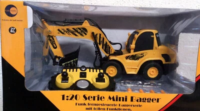 59489 Fun Trading 1:20 Mini Escavatore Radiocomandato + 4 Coperchi Arancioni - Immagine 1 di 2