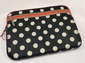 New Laptop Notebook Sleeve Black White Dots Coral Trim Studio C 15-16in - Picture 1 of 4