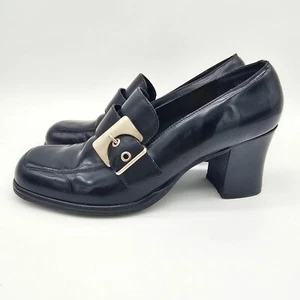 Women's Black Loafer Pumps, Square Toe, Slip On, Size 7 - Bild 1 von 18