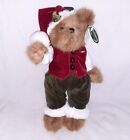 Bearington Christmas Bear Jack B Jolly 173157 New With Tags 10 Inch Vest Hat