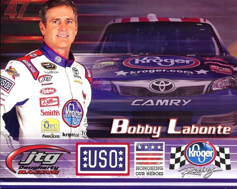 2012 Bobby Labonte USO/Kroger Toyota Camry NASCAR postcard Cover