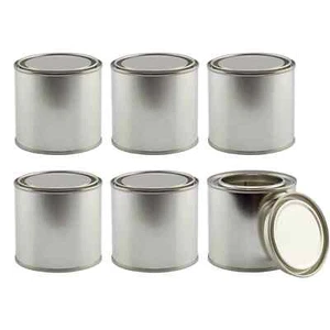 6 Pack 1/2 Pint Metal Paint Cans with Lids Empty Unlined Storage Containers - Picture 1 of 5