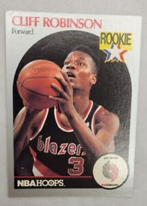 ROOKIE Rare 1990 NBA Hoops Cliff Robinson Rookie Card /Trail Blazers SIGNED