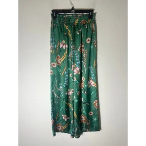 Pantalone vita elastico floreale verde seta nuovo con etichette THML mai indossato taglia S - Foto 1 di 4