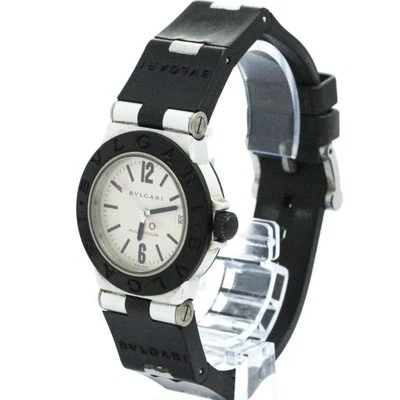 Auténtico reloj de cuarzo de goma de aluminio para dama BVLGARI AL32TA 32 mm esfera redonda con fecha Foto 1 de 4