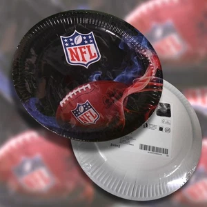 6x Pappteller rund 23cm beschichtet NFL Party Einweg Menüteller schwarz - Bild 1 von 3