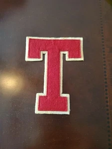 VTG Letterman Varsity Patch Letter T Red White Felt Sports Athletic Logo 60s - Picture 1 of 4