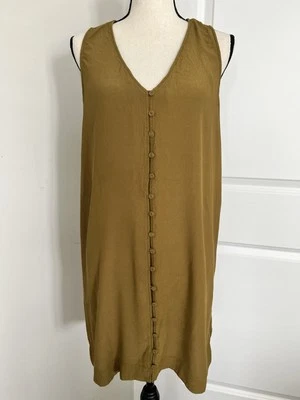 Vestido Madewell Verde Oliva Sin Mangas Botón Delantero Talla Grande Usado en Excelente Condición Foto 1 de 4