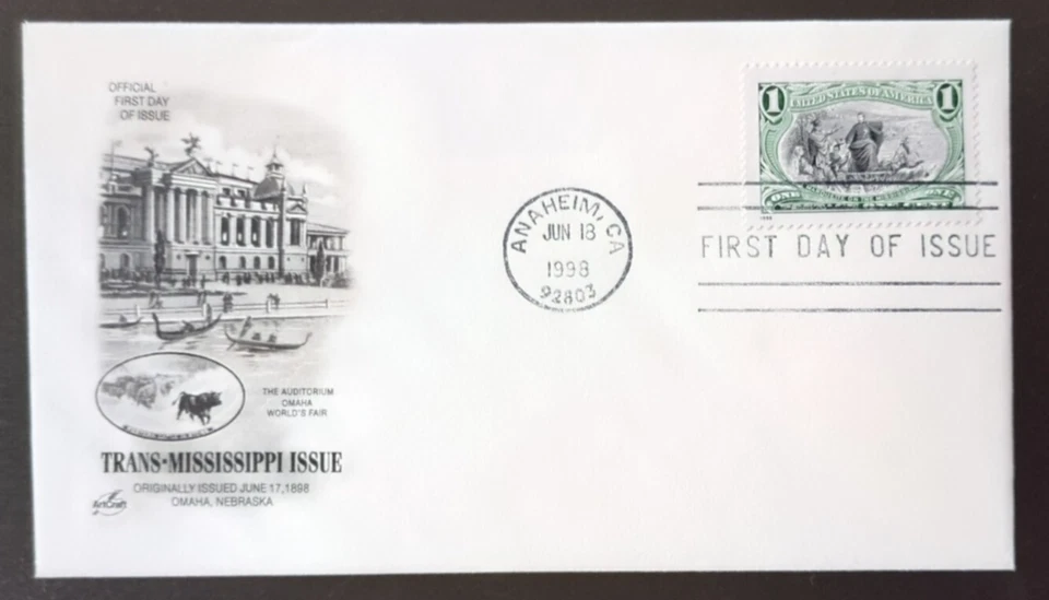 1c Trans-Mississippi: Marquette on the Mississippi # 3209a FDC 1998 Artcraft - Image 1 of 2