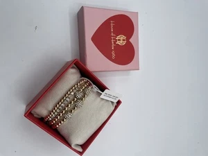 House Of Harlow 4er Set Armbänder Stretch Goldfarben Perlen Schmuckstapelbar Neu - Bild 1 von 3