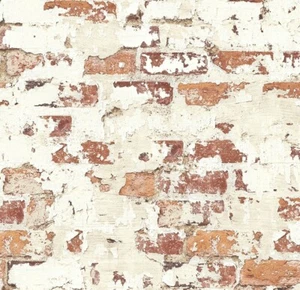 Plastered Red and Rust Brick Unpasted Wallpaper IR51901 - Picture 1 of 2