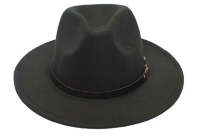 Fedora Wide Brim Panama Cowboy Hat Fedora Indiana Jones Style FEDORA UNISEX - Image 1 of 4