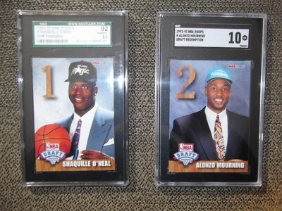 LOTE SGC 1992-93 AROS DRAFT REDENCIÓN - Alonzo Mourning 10, Shaquille O'Neal 8,5 Foto 1 de 2