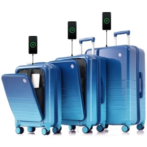 Luggage Set of 3, 20, 24, 28inch with USB Port, 20, 24inch with Front Opening - Picture 1 of 20