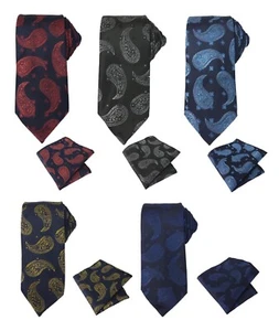 Boy Mens Dress Suit Paisley Tie & Hanky Sets For Weddings Formal Occasions - Picture 1 of 32